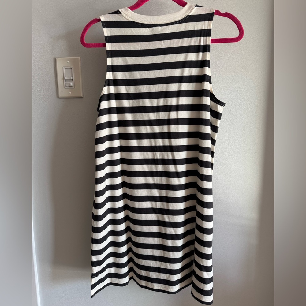Old Navy Black & White Striped Mod Style Sleeveless Mini T-Shirt Tank Dress SM P - Picture 8 of 10
